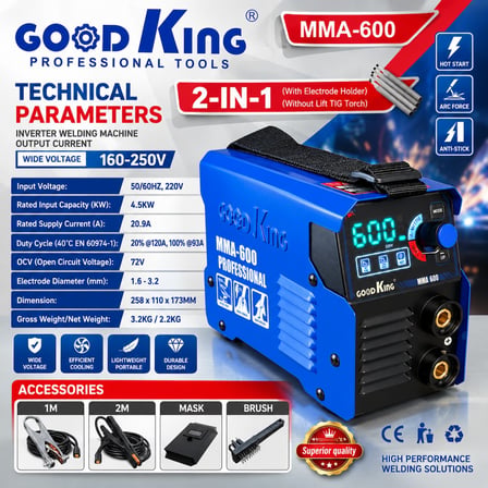 GK-MMA600 Yeni Nesil Dijital Ekranlı Profesyonel Elektrot Kaynak Makinesi - MMA-600 (350 Amper)