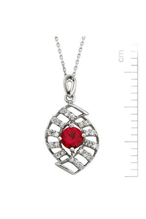 925 Ayar Altın Kaplamalı  Gümüş 'Kırmızı Göz' Kolye (GK00039)