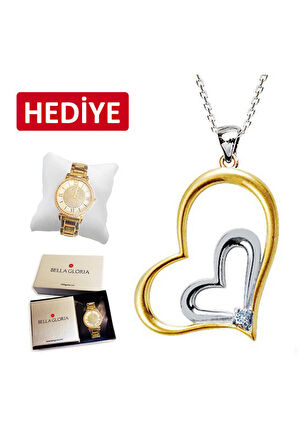 925 Ayar Pırlanta 'Kalbimiz Bir' Kolye (GK00050)