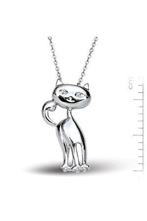 925 Ayar Altın Kaplamalı Gümüş Kedi Kolye (GK00104)