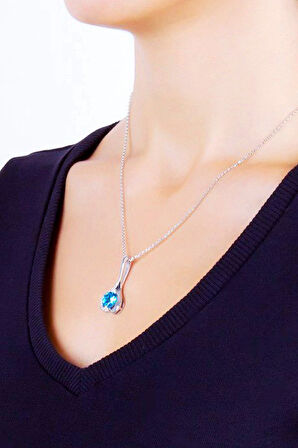 925 Ayar Pırlanta Topaz Birtanem Burç Kolyesi (GK00119)