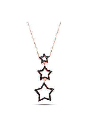 925 Ayar Üç Yıldız Rose Gümüş Kolye (GK00354)