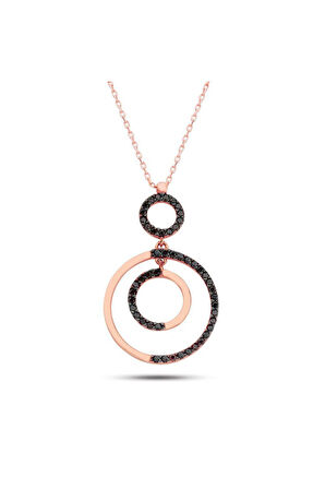925 Ayar Üç Halka Rose Gümüş Kolye (GK00356)