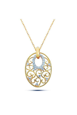 925 Ayar İki Renk Fantezi Gümüş Kolye (GK00420)