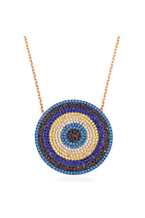 925 Ayar Büyük Nazarlı Gümüş Kolye (GK00440)