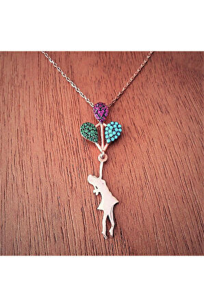 925 Ayar Balonlu Kız Gümüş Kolye (GK00460)