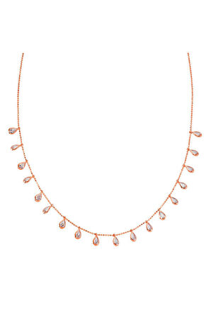 925 Ayar Damla Tifani Rose Gümüş Kolye (GK00493)