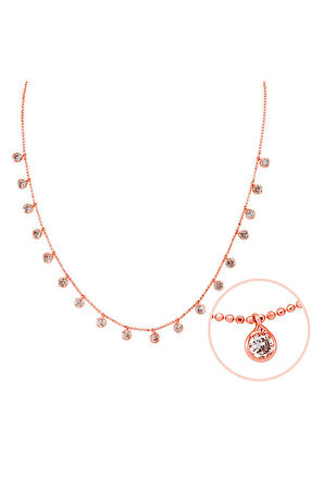 925 Ayar Tifani Roz Gümüş Kolye (GK00506)