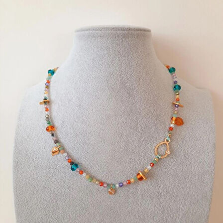 Gökkuşağı Zirkonyum Murano Özel Tasarım Kolye