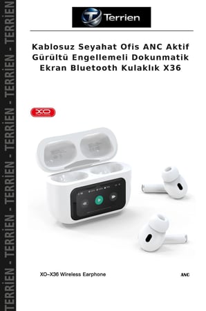 Kablosuz Seyahat Ofis ANC Aktif Gürültü Engellemeli Dokunmatik Ekran Bluetooth Kulaklık X36