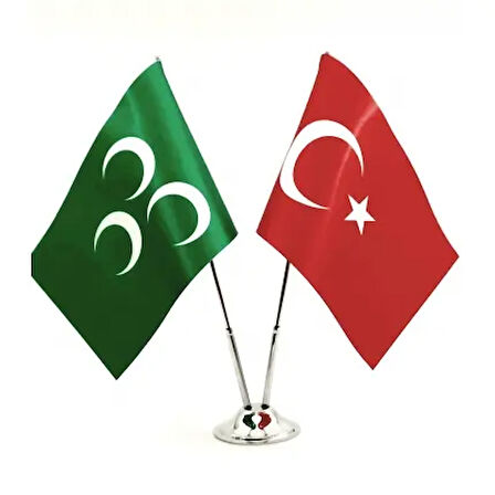 Türk-Yeşil Üç Hilal Masa Bayrağı
