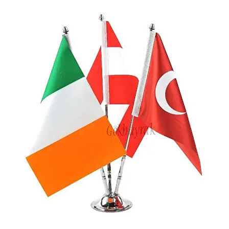 Krom Üçlü (3lü) Devlet Masa Bayrağı
