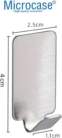 Microcase Güçlü Yapışkanlı Metal Banyo Mutfak Eşya Havlu Vb Ürün Askılığı AL4468 - 2 Adet Gümüş