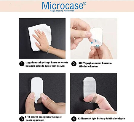 Microcase Güçlü Yapışkanlı Metal Banyo Mutfak Eşya Havlu Vb Ürün Askılığı AL4468 - 2 Adet Gümüş