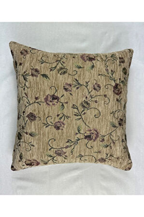 Çiçek Desenli Yastık Kılıfı Çift Taraflı Goblen Kumaş Kapalı Fermuarlı Kırlent 40x40