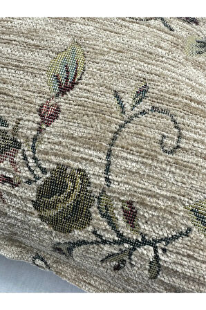 Çiçek Desenli Yastık Kılıfı Çift Taraflı Goblen Kumaş Kapalı Fermuarlı Kırlent 40x40