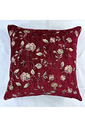 Çiçek Desenli Yastık Kılıfı Çift Taraflı Goblen Kumaş Kapalı Fermuarlı Kırlent 40x40