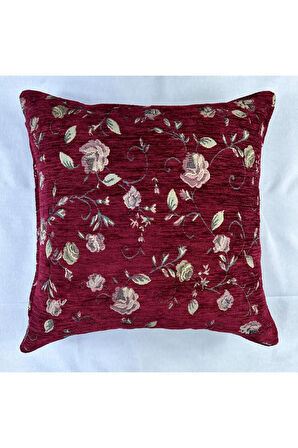 Çiçek Desenli Yastık Kılıfı Çift Taraflı Goblen Kumaş Kapalı Fermuarlı Kırlent 40x40