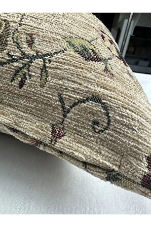 Çiçek Desenli Yastık Kılıfı Çift Taraflı Goblen Kumaş Kapalı Fermuarlı Kırlent 2'Lİ 40x40