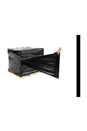 PALET STREÇ FİLM SİYAH RENK 50 CM 300 METRE 23 MİCRON 3 KG ENDÜSTRİYEL