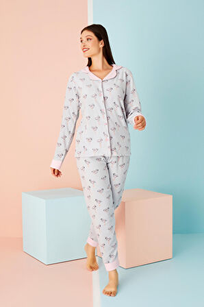 Nisanca Kadın Kışlık Welsoft Peluş Polar  Düğmeli Pijama Takımı