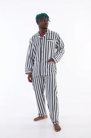 Uzun Kol Çizgili Gaffur Erkek  Pijama Takım