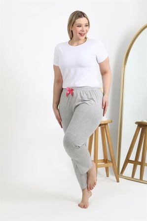 Kadın Pamuklu Büyük Beden Alt Pijama Gri MERY WOMAN
