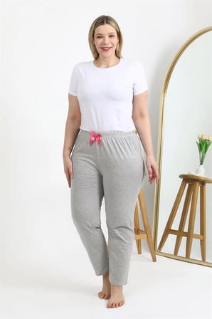 Kadın Pamuklu Büyük Beden Alt Pijama Gri MERY WOMAN