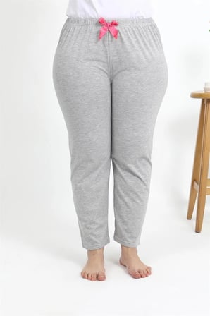 Kadın Pamuklu Büyük Beden Alt Pijama Gri MERY WOMAN
