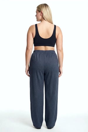 Kadın Lacivert Büyük Beden Cepli Pijama Altı Rahat Kesim Esnek Bel Günlük Ev Giyim Alt MERY WOMAN