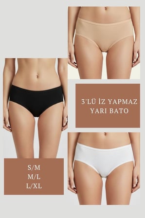3lü Set Külot-siyah-beyaz-ten Dor2850