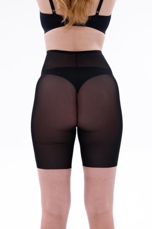 Siyah   Lazer Tül Toparlayıcı Paçalı Boxer Hayalet Korse