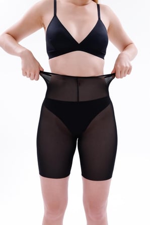 Siyah   Lazer Tül Toparlayıcı Paçalı Boxer Hayalet Korse