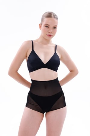 Siyah   Lazer Tül Toparlayıcı Slip Hayalet Külot Korse