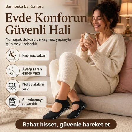 Kadın Siyah Kaymaz Yoga Pilates Çorabı 3'lü | Silikon Taban, Bilek Bantlı, Ev Spor Umre MERY WOMAN