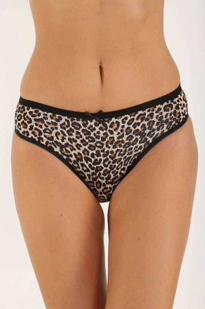 Adet Likralı Kadın Slip Külot Leopar Kırmızı Sarı Mudanis