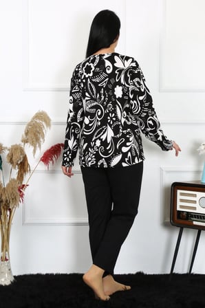 Kadın Büyük Beden Penye Uzun Kol Pijama Takım MERY WOMAN