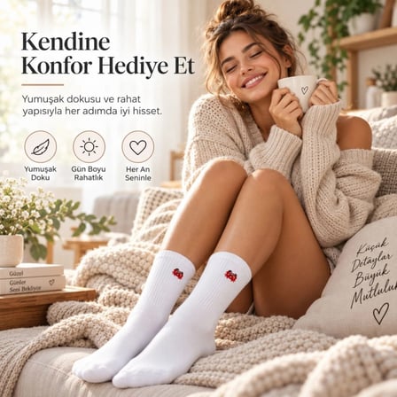 Unisex Çorap Beyaz Hayvan Nakışlı 6'lı Set Yengeç Yılan Kedi Desenli Uzun Soket Günlük Spor Çorabı MERY WOMAN