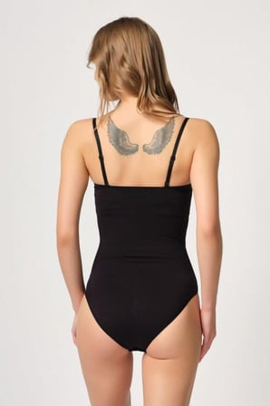 Siyah Göğsü Açık Agraflı Body Korse