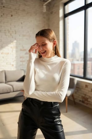Kadın Beyaz Parmak Geçmeli Uzun Kollu Body Esnek Fit Bluz