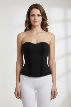Kadın Siyah Premium Fırfırlı Terletici Büstiyer Korse MERY WOMAN