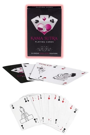 Sexy Görselli Oyun Kartı Kama Sutra Siyah Kelepçe Set