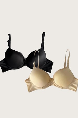 Siyah-ten 'li Mikro Kumaş Push Up Dolgulu Balenli Günlük Destekli Sütyen