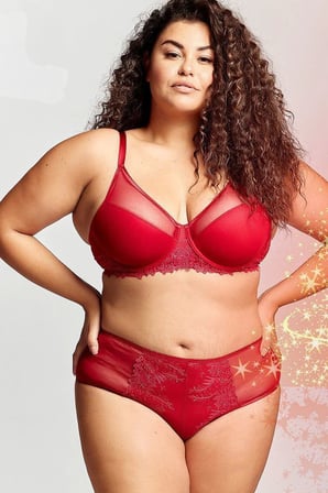 Gapara Big Size Plunge Bra, Şarap Rengi Konforlu Ve Şık Sütyen