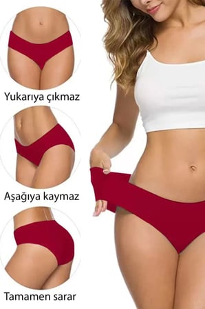 Kadın Dikişsiz Lazer Kesim Esnek İz Yapmayan Külot Bordo