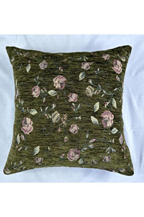 Çiçek Desenli Yastık Kılıfı Çift Taraflı Goblen Kumaş Kapalı Fermuarlı Kırlent 4'lü 40x40
