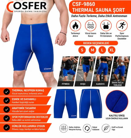 Delux Serisi Günlük Antrenman Hareket Cosfer CSF9860-L Thermal Sauna Şort Large