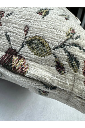 Çiçek Desenli Yastık Kılıfı Çift Taraflı Goblen Kumaş Kapalı Fermuarlı Kırlent 4'lü 40x40