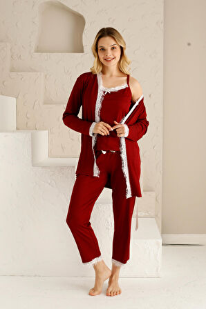 Sabahlıklı Dantel Detaylı Pegasus Kadın Pijama Takımı-Çeyizlik Takım- Geniş Beden Aralığı