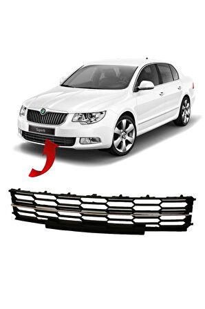 Skoda Süperb Ön Tampon Orta Izgara Kromlu 2013-2015 3T0853677B